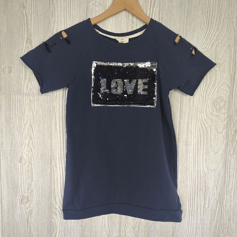 Hayden Girls Black Shirt Dress Flip Change Sequin LOVE Size 9/10